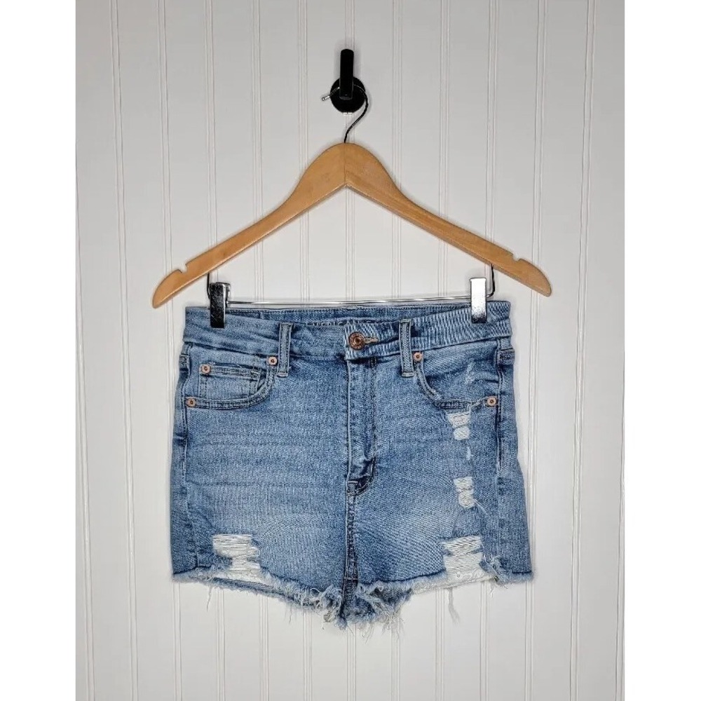 American Eagle Curvy‎ High Rise Shortie Shorts Women's Size 4 Distressed